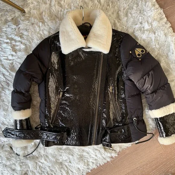 Moose Knuckles Churchbridge ShearlingTrim Down Moto Jacket NEW NO TAGS sizeSmall
